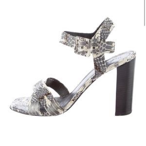 Celine Snakeskin Sandals with Block Heels